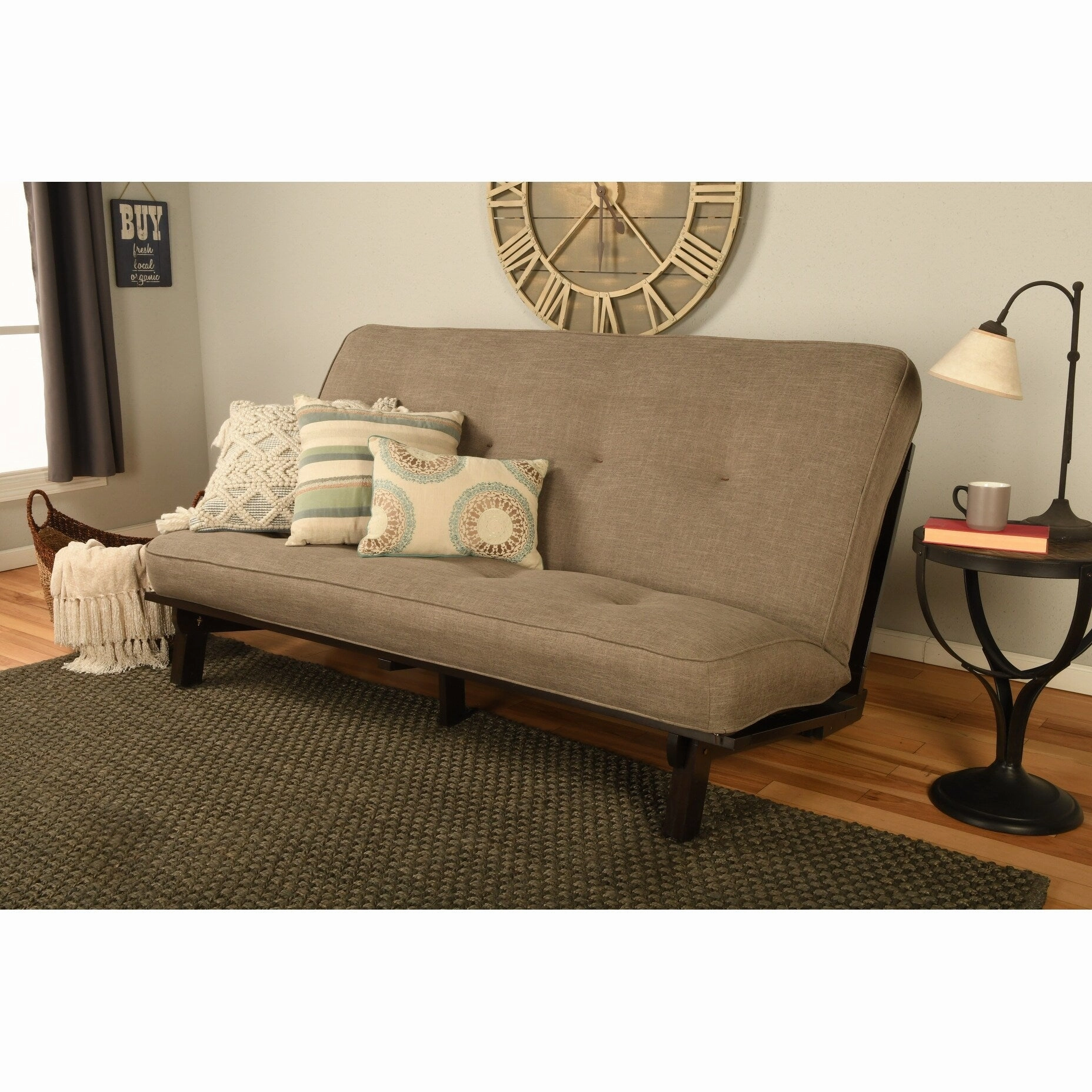 Somette Carson Full-size Futon Set in Java Finish with Linen Mattress