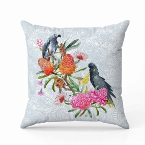 Songbird Flora Indoor/Outdoor Reversible Throw Pillow Blue and Multi