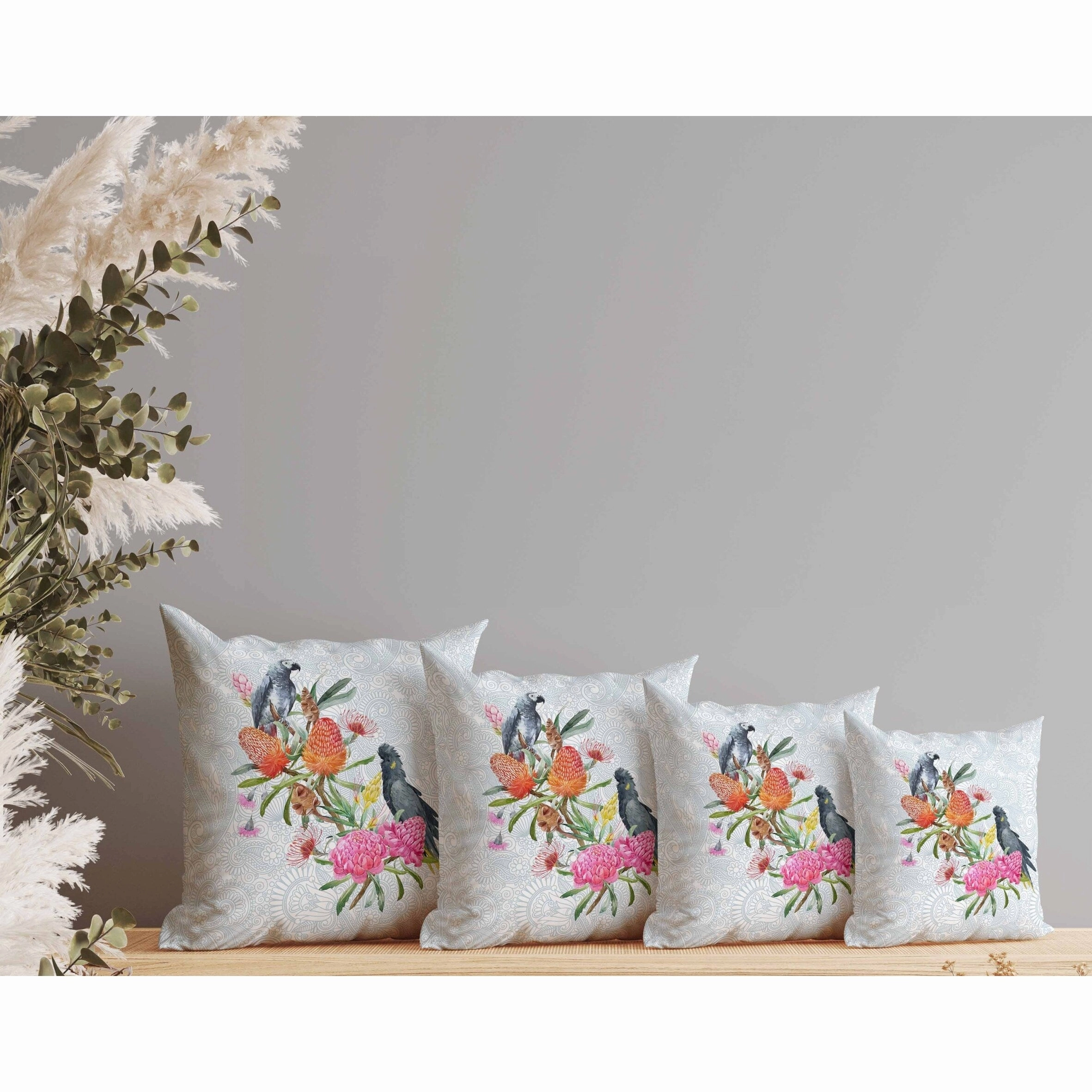 Songbird Flora Indoor/Outdoor Reversible Throw Pillow Blue and Multi