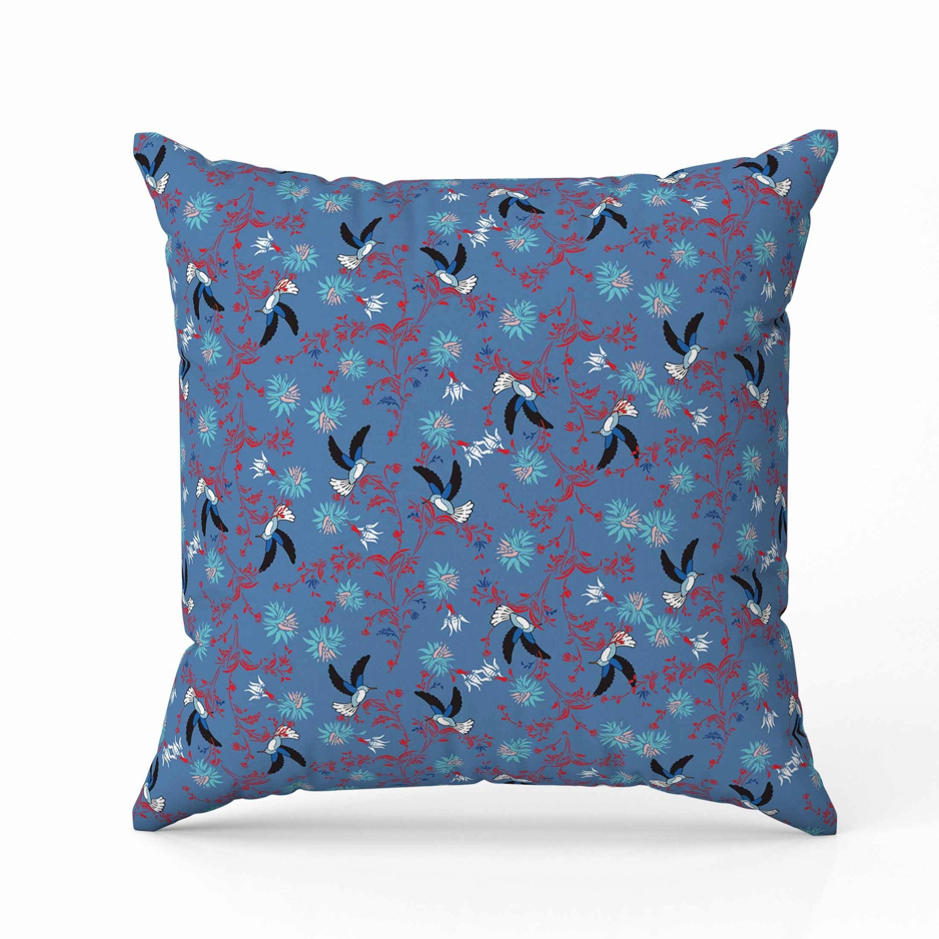 Songbird Flora Parade Indoor/Outdoor Reversible Throw Pillow Blue and Red