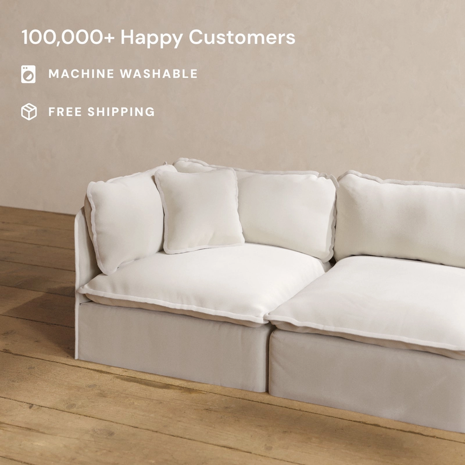 Square Performance Accent Pillow 16 x 16 | Blended Weave in Flour