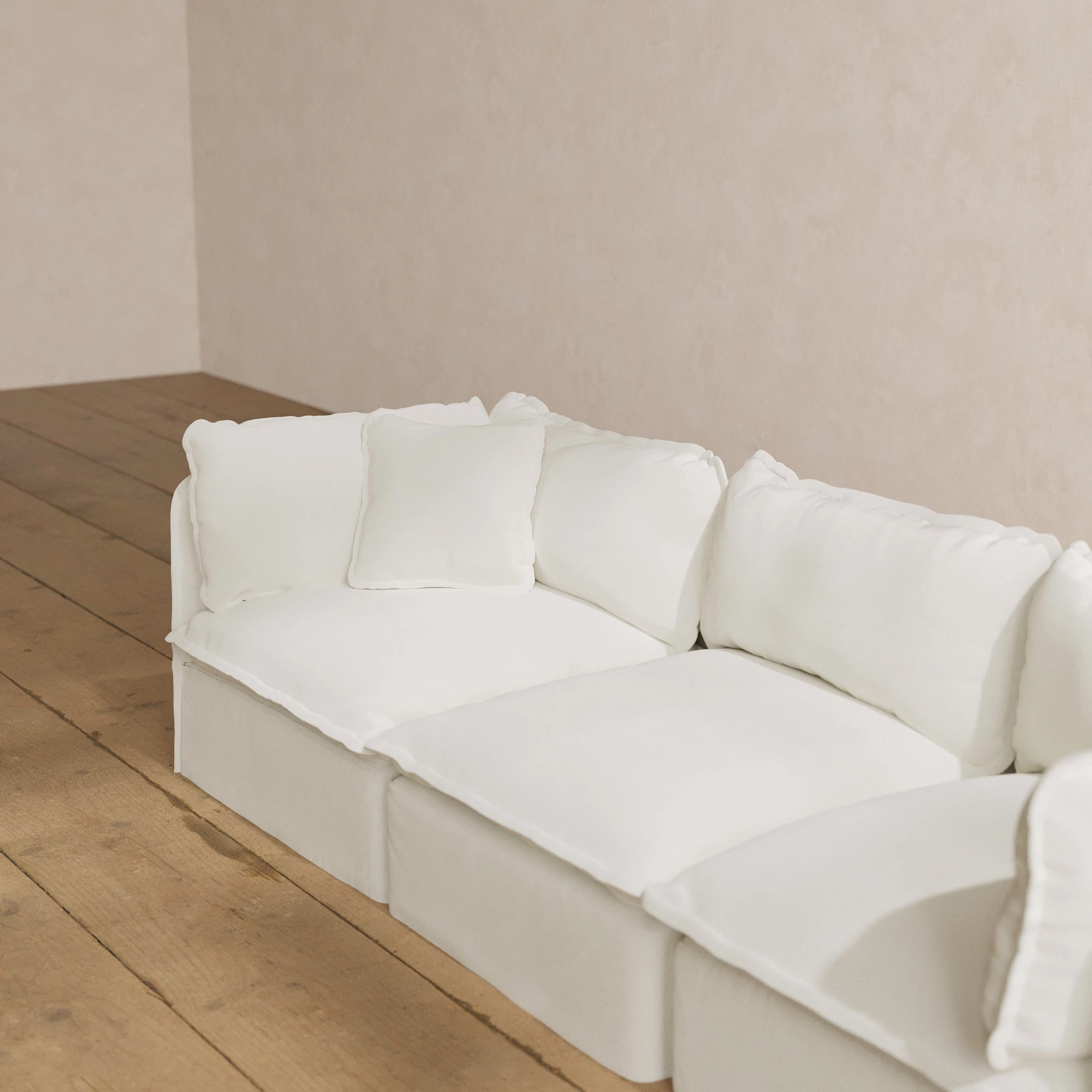 Square Performance Accent Pillow 16 x 16 | Plush Weave in Eggshell