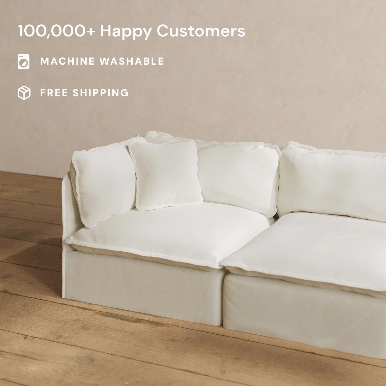 Square Performance Accent Pillow 16 x 16 | Plush Weave in Eggshell