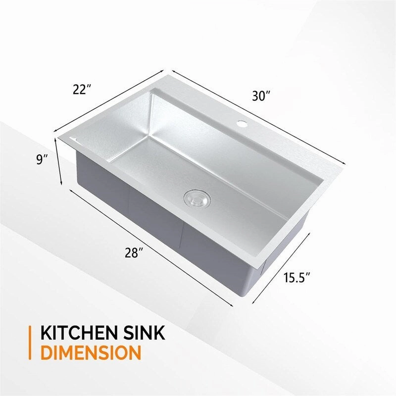 Stainless Steel Drop In Integrated Ledge Multifunctional Workstation Sink Set In Silver