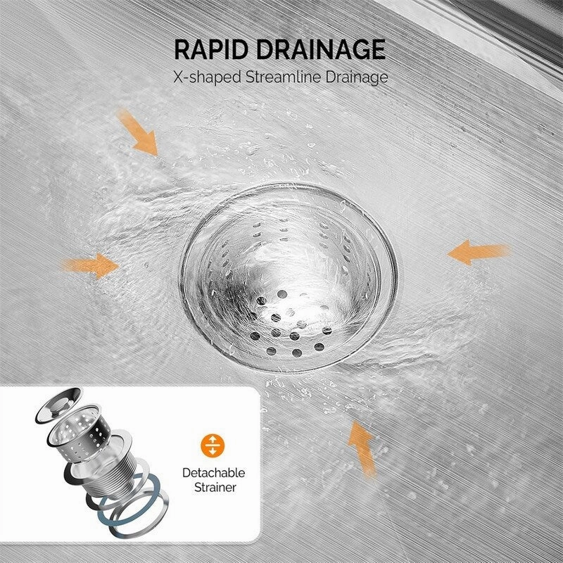 Stainless Steel Drop In Integrated Ledge Multifunctional Workstation Sink Set In Silver