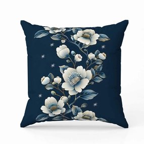 Teal Flowerscape Indoor/Outdoor Reversible Throw Pillow Dark and Blue