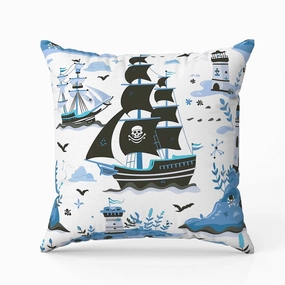 Treasure Island Indoor/Outdoor Reversible Throw Pillow Black and Blue