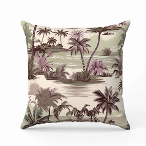 Tropical Beach Indoor/Outdoor Reversible Throw Pillow Pink and Olive