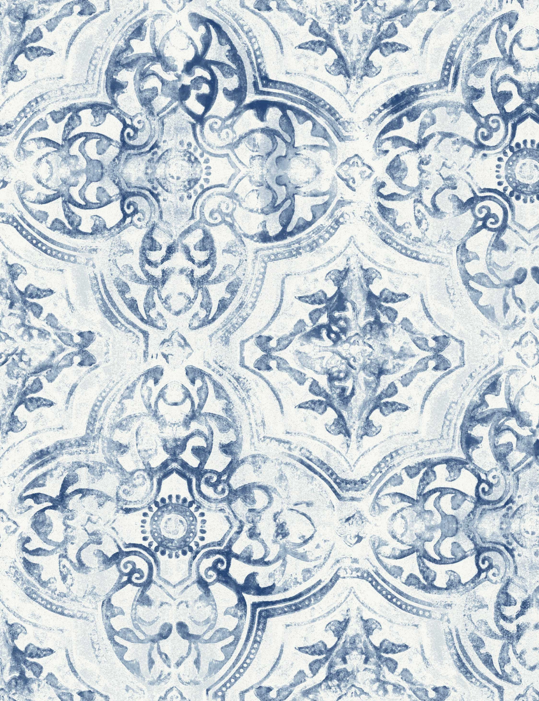 Turia Wallpaper. Blue Swatch