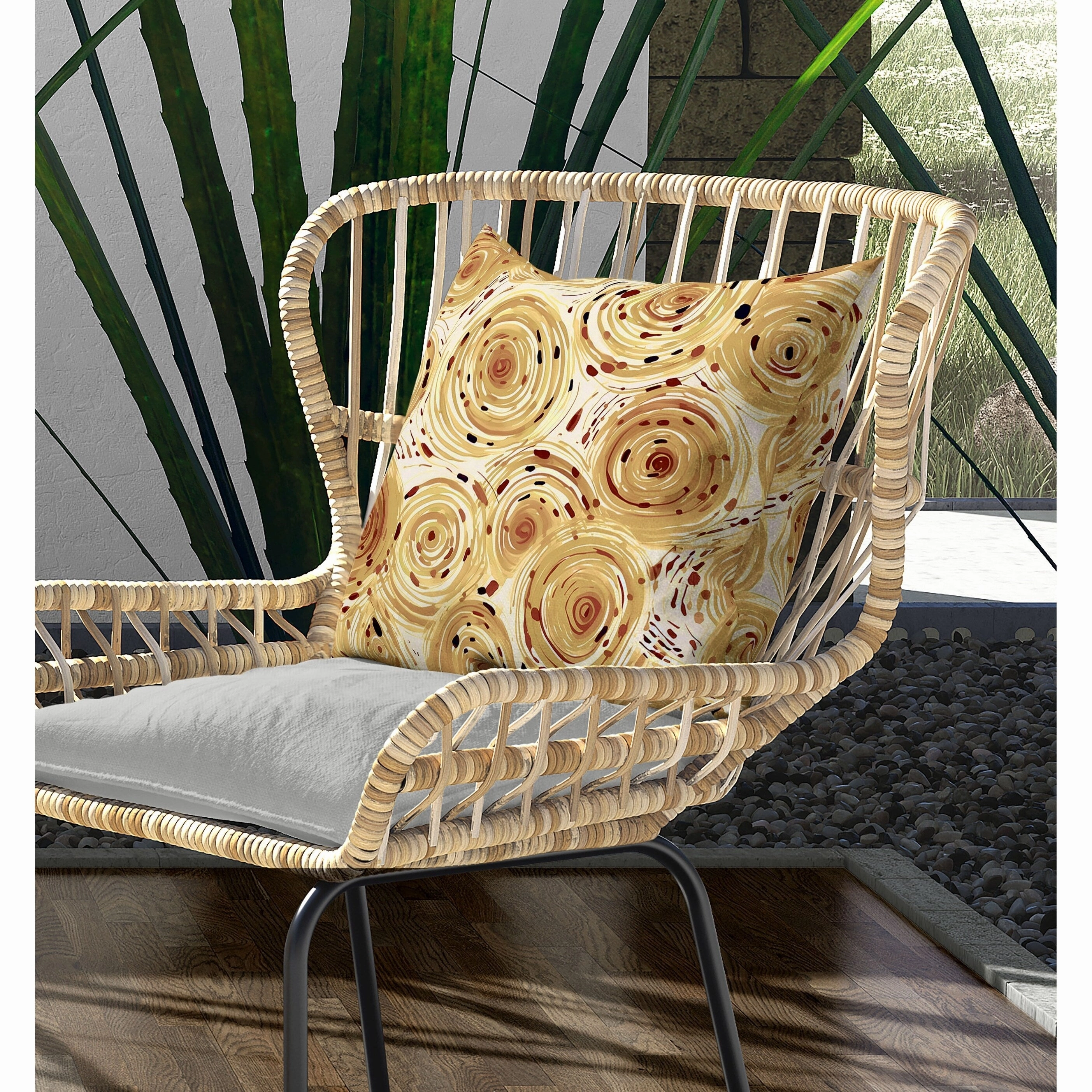 Twisting Tornado Indoor/Outdoor Reversible Throw Pillow Beige
