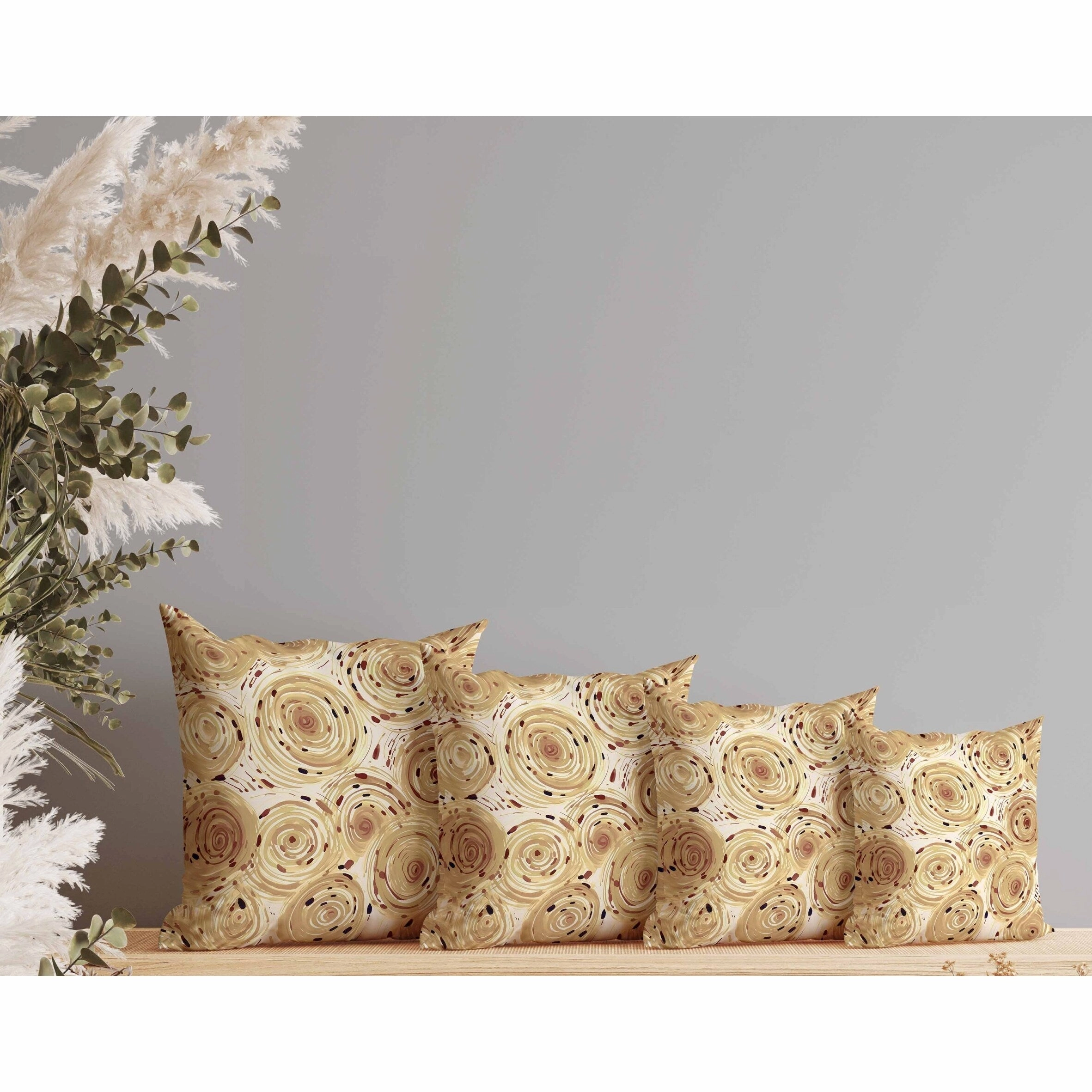 Twisting Tornado Indoor/Outdoor Reversible Throw Pillow Beige
