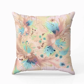 Vibrant Brushstrokes Indoor/Outdoor Reversible Throw Pillow Pink and Blue
