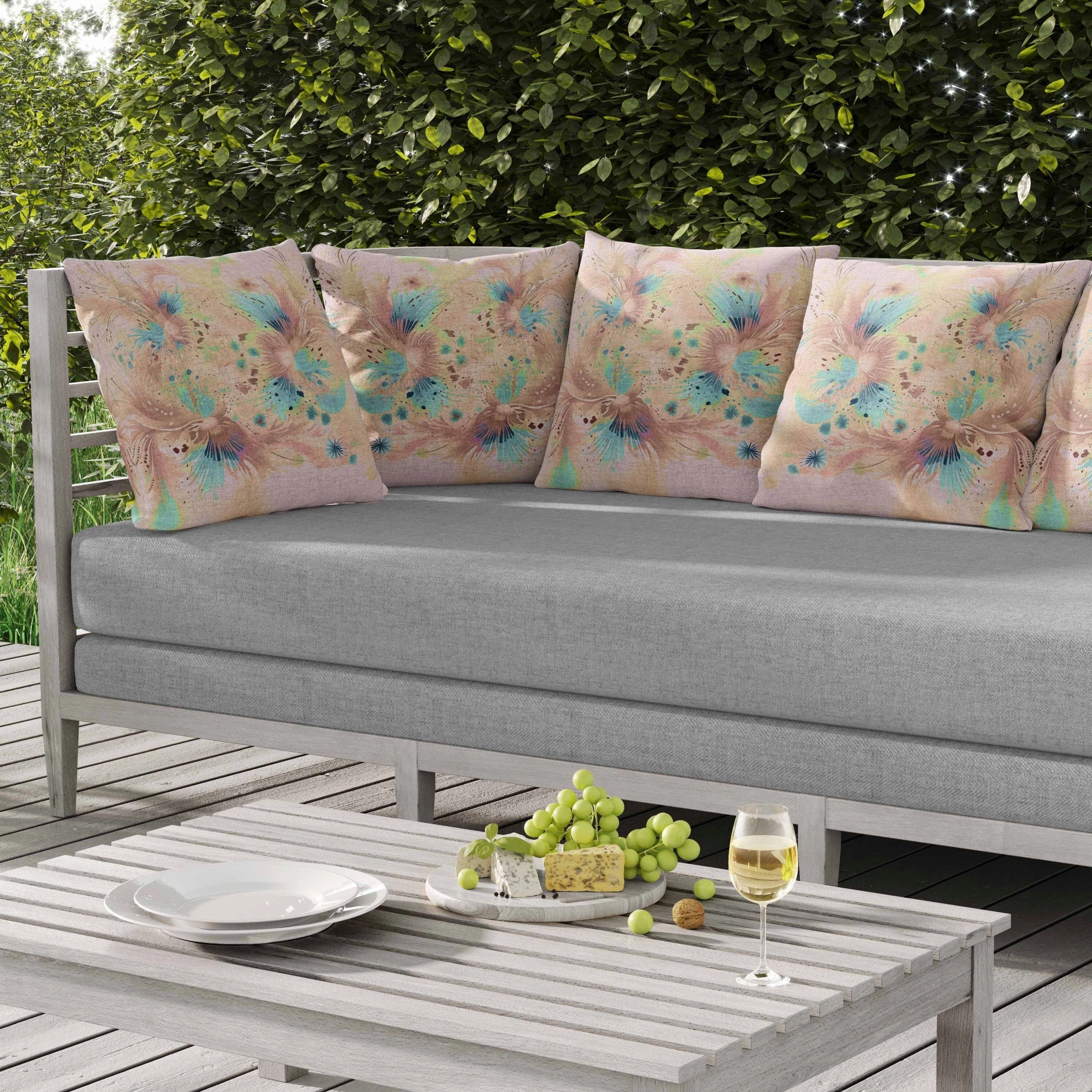 Vibrant Brushstrokes Indoor/Outdoor Reversible Throw Pillow Pink and Blue