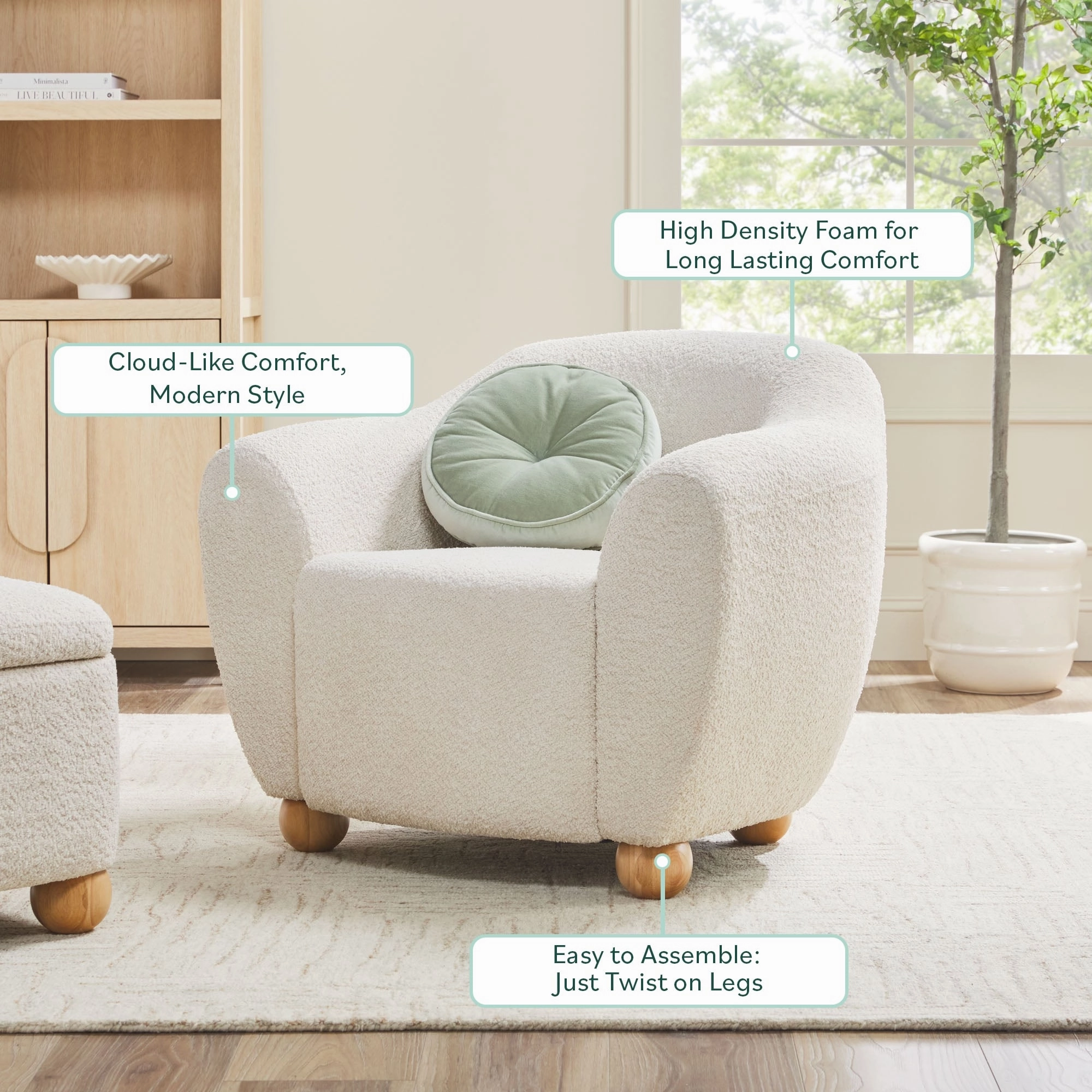 Walker Edison Contemporary Boucle Lounge Accent Chair