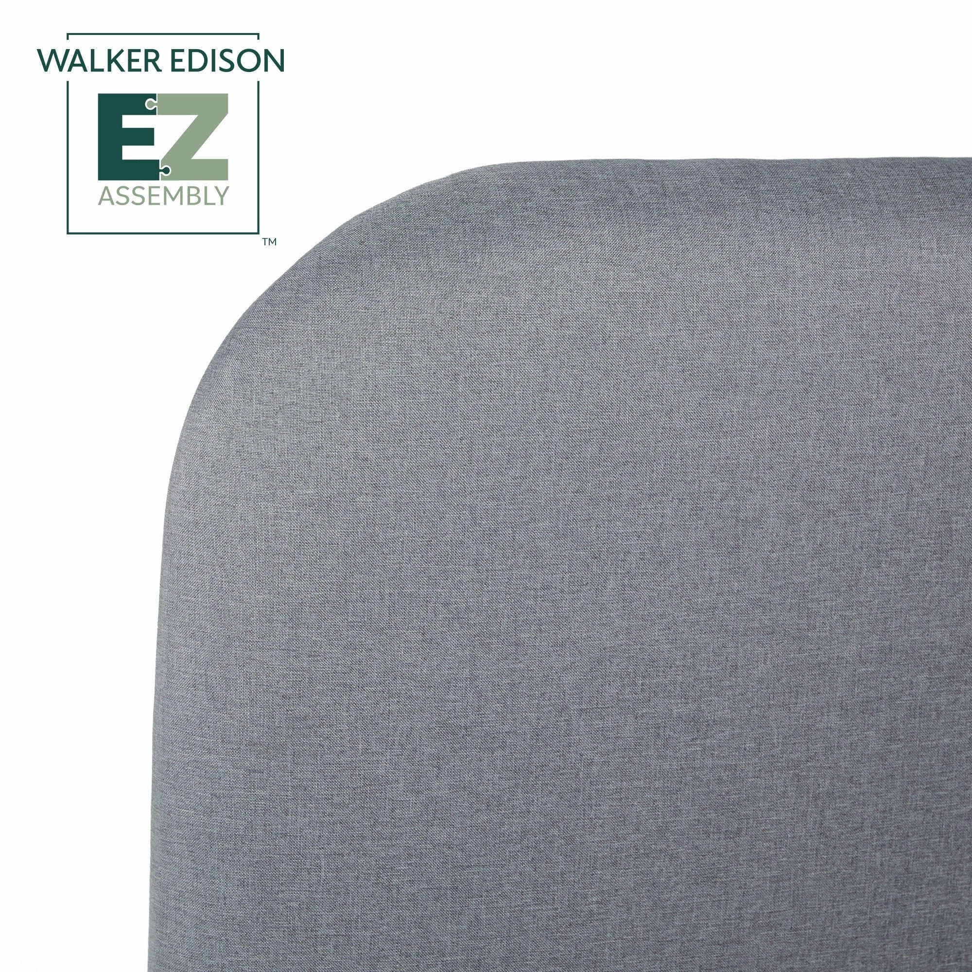 Walker Edison Solid Wood Queen Bed with Curved Upholstered Headboard