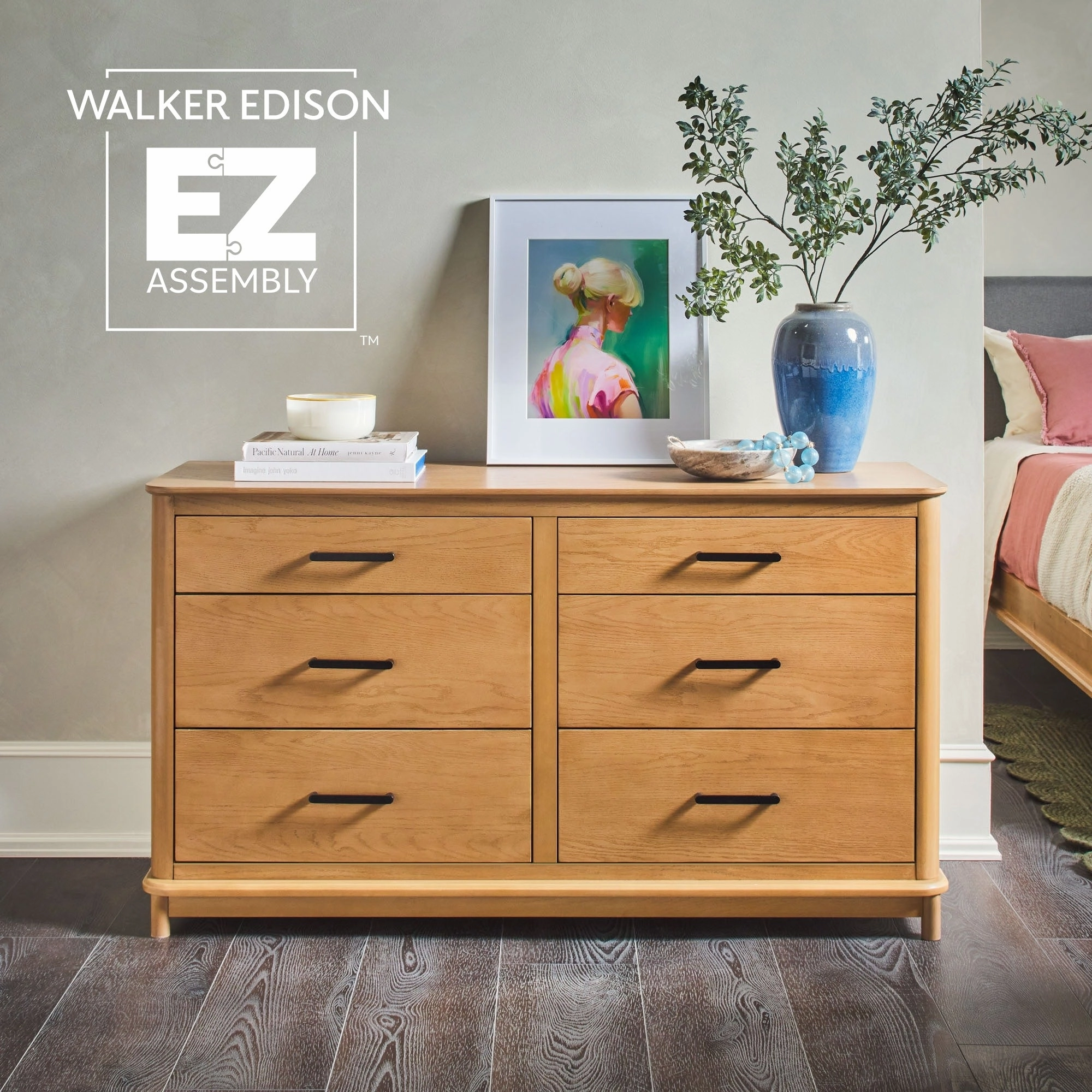 Walker Edison Wood 6-Drawer Dresser with Ultra-Easy Drawer Assembly