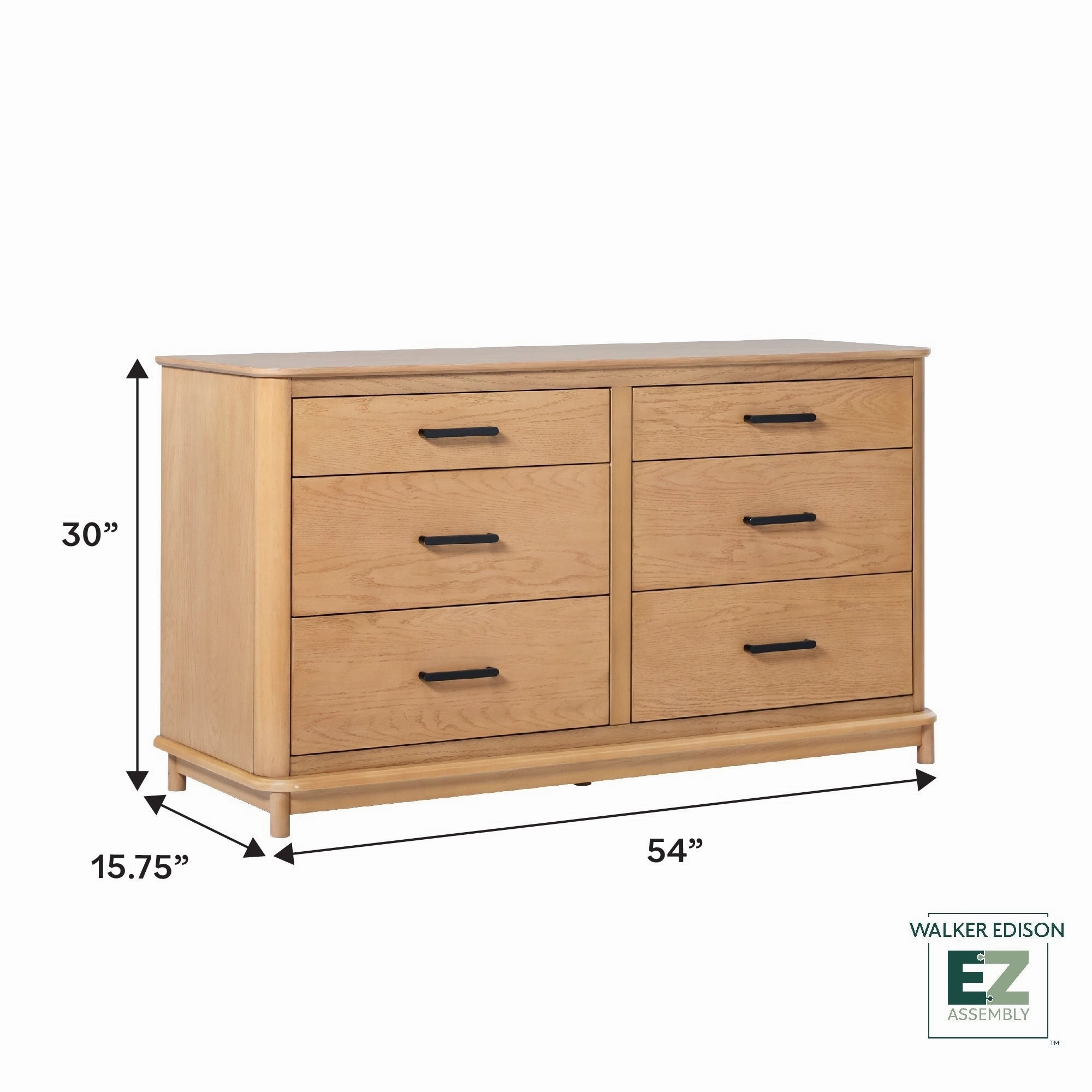 Walker Edison Wood 6-Drawer Dresser with Ultra-Easy Drawer Assembly