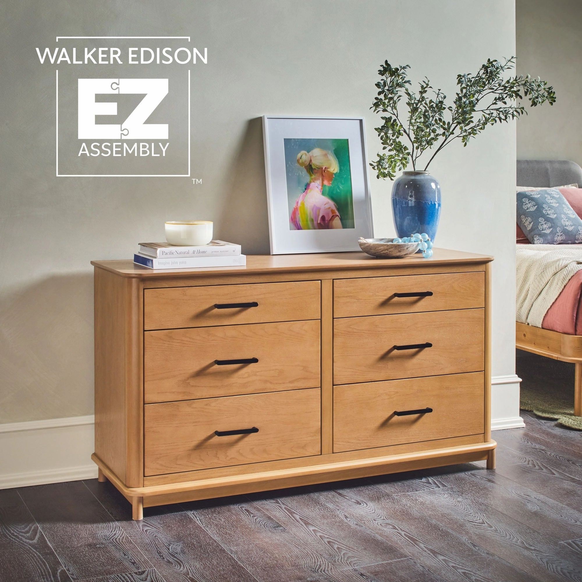 Walker Edison Wood 6-Drawer Dresser with Ultra-Easy Drawer Assembly