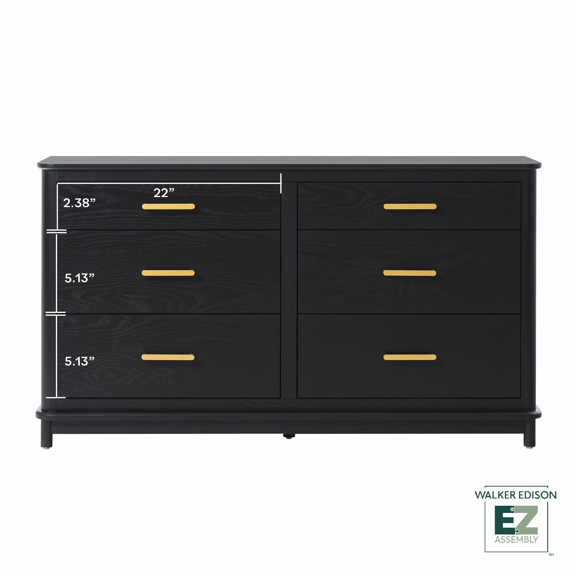 Walker Edison Wood 6-Drawer Dresser with Ultra-Easy Drawer Assembly