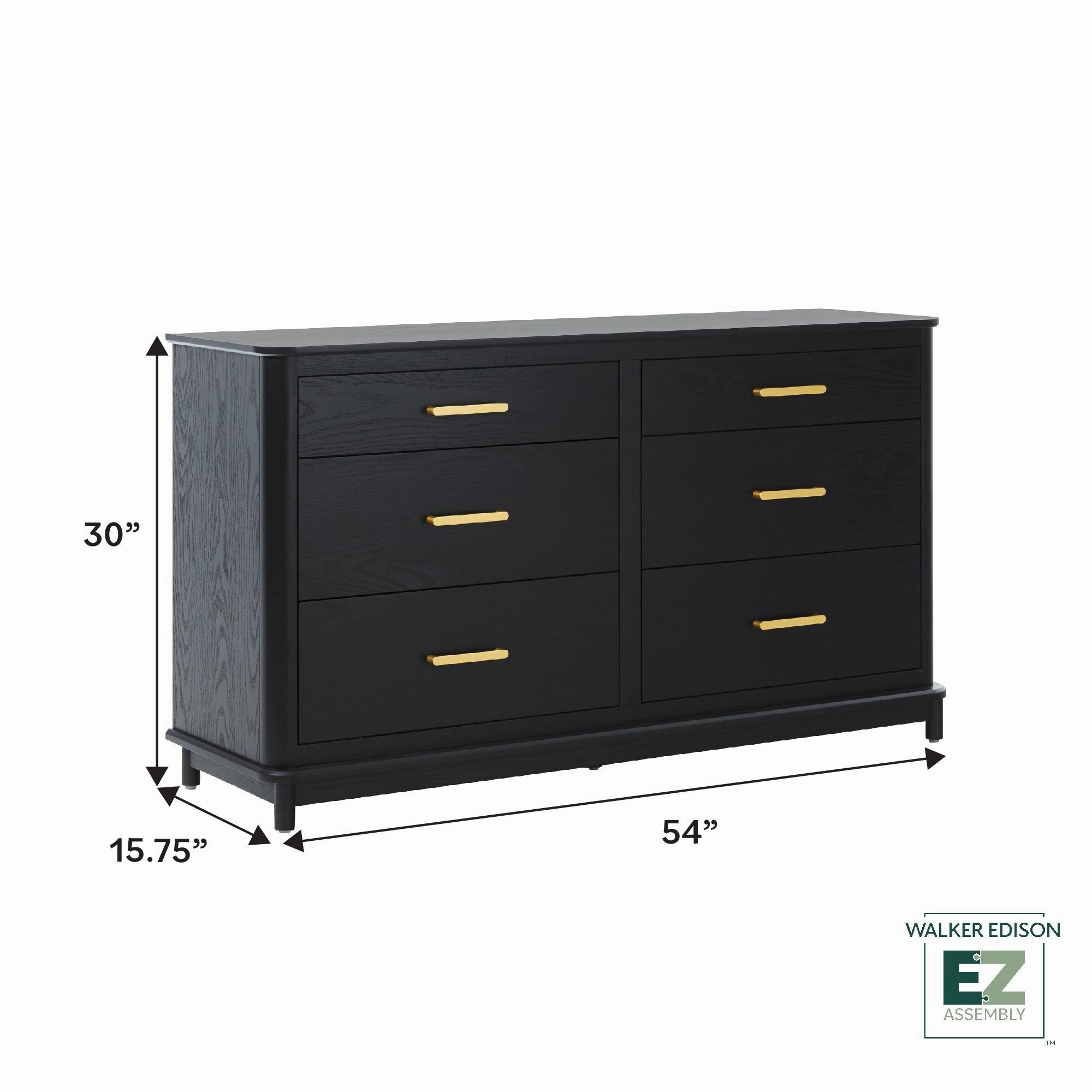 Walker Edison Wood 6-Drawer Dresser with Ultra-Easy Drawer Assembly
