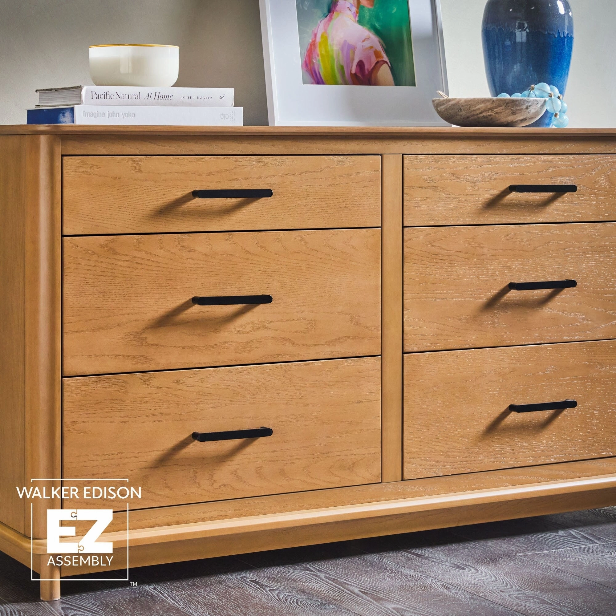 Walker Edison Wood 6-Drawer Dresser with Ultra-Easy Drawer Assembly