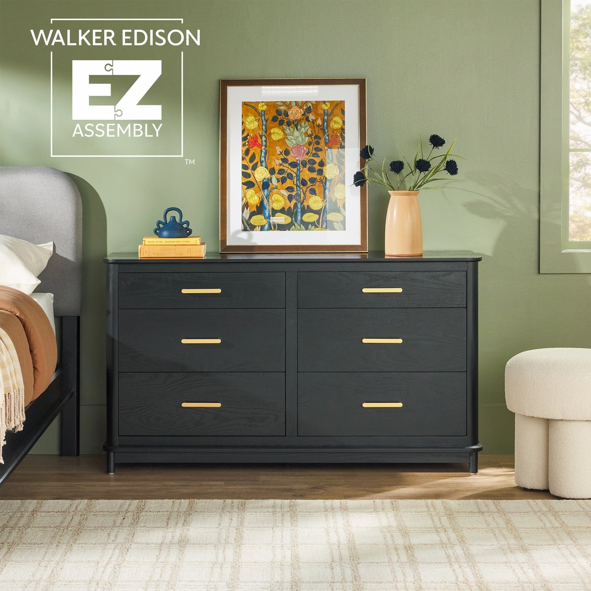 Walker Edison Wood 6-Drawer Dresser with Ultra-Easy Drawer Assembly