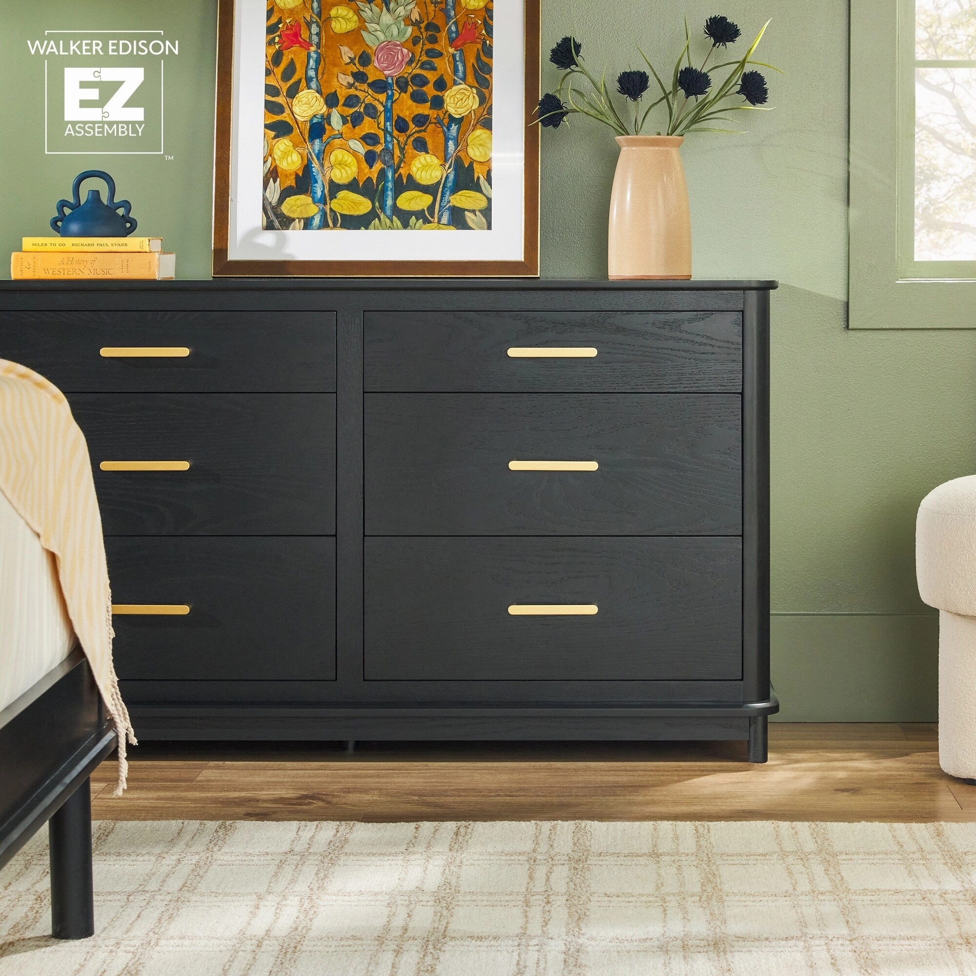 Walker Edison Wood 6-Drawer Dresser with Ultra-Easy Drawer Assembly