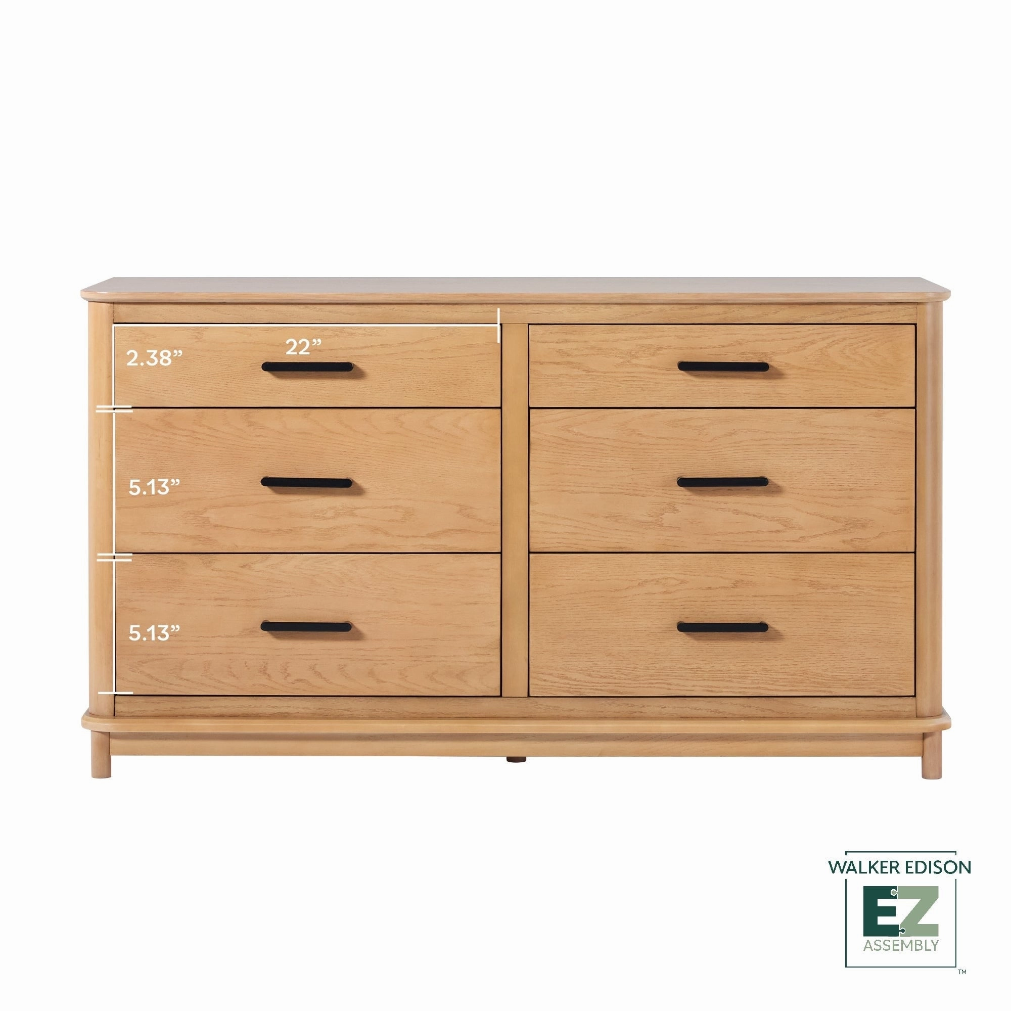 Walker Edison Wood 6-Drawer Dresser with Ultra-Easy Drawer Assembly
