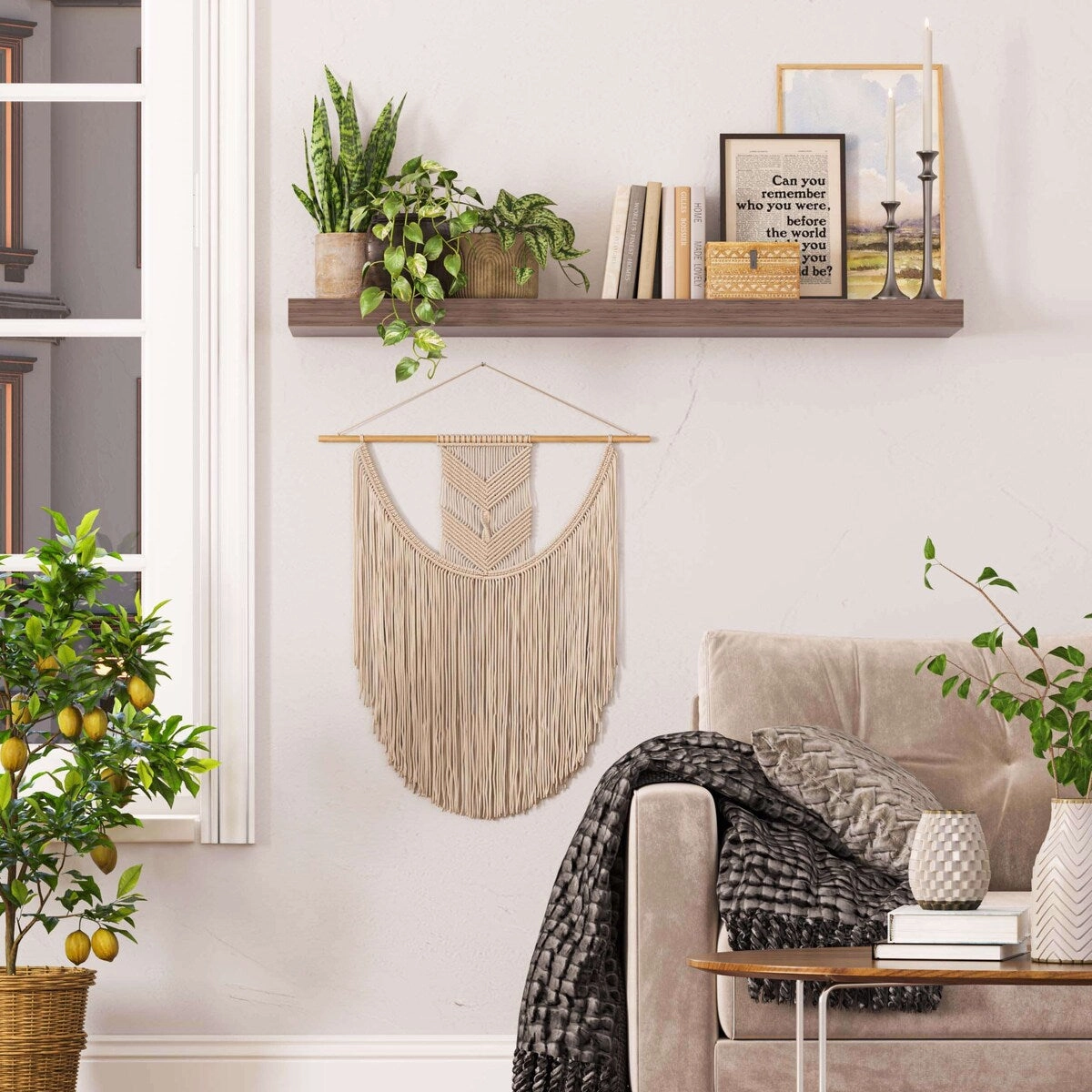 Wallniture Ronda 48 inch Walnut Floating Shelf. Floating Bookshelves for Wall. Wall Shelves with Hidden Bracket