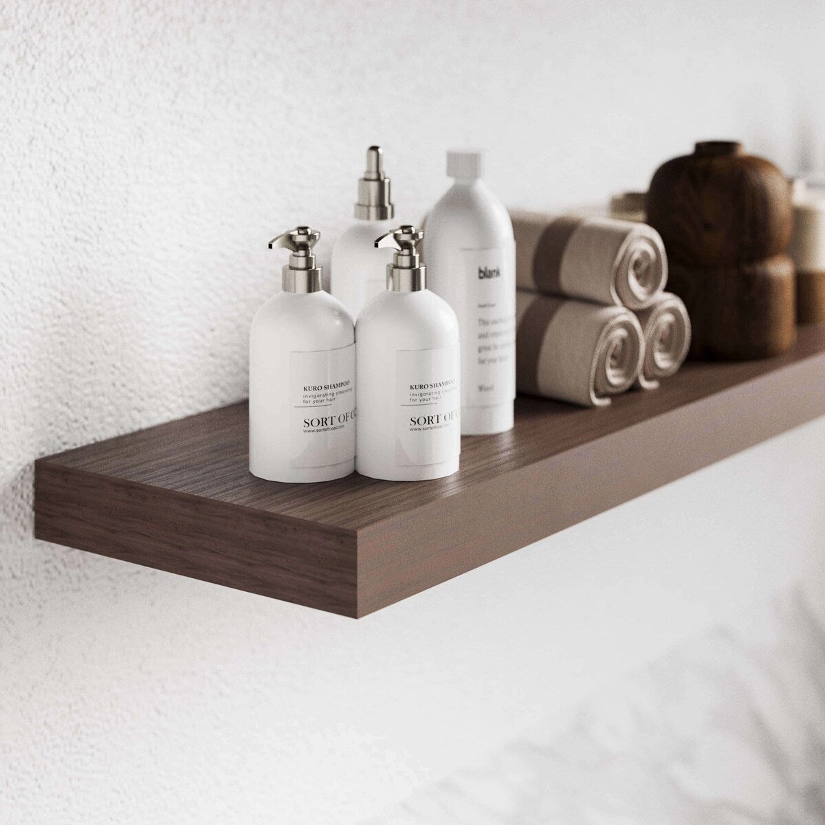 Wallniture Ronda 48 inch Walnut Floating Shelf. Floating Bookshelves for Wall. Wall Shelves with Hidden Bracket