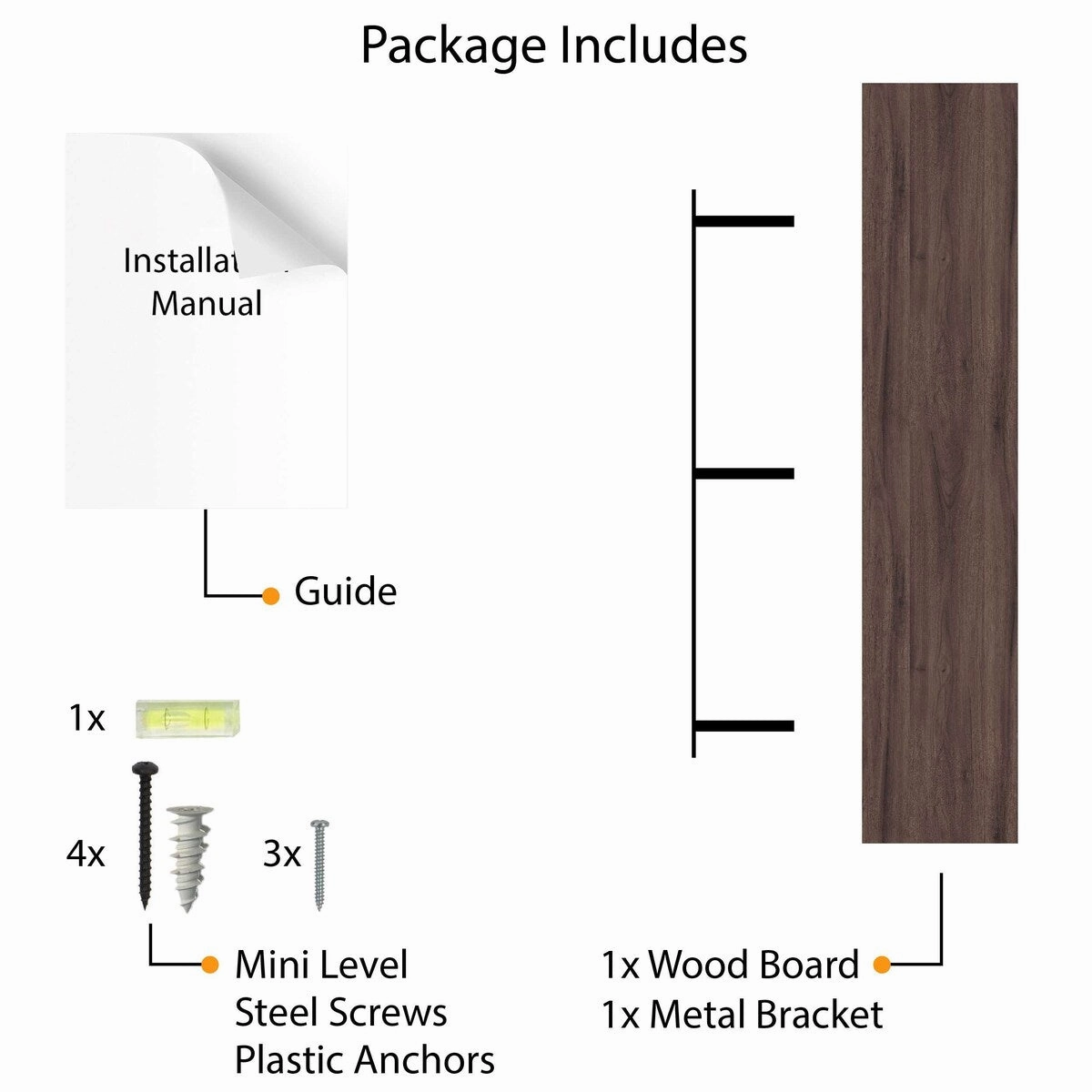 Wallniture Ronda 48 inch Walnut Floating Shelf. Floating Bookshelves for Wall. Wall Shelves with Hidden Bracket