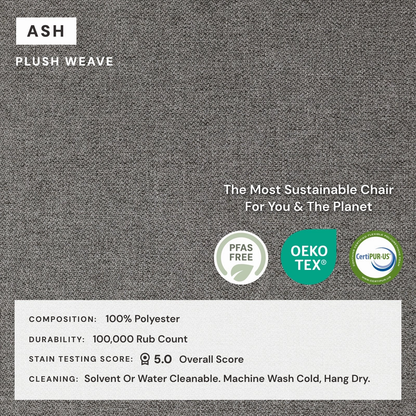 Washable Upholstered Dining Chair | 15 Back Height in Ash