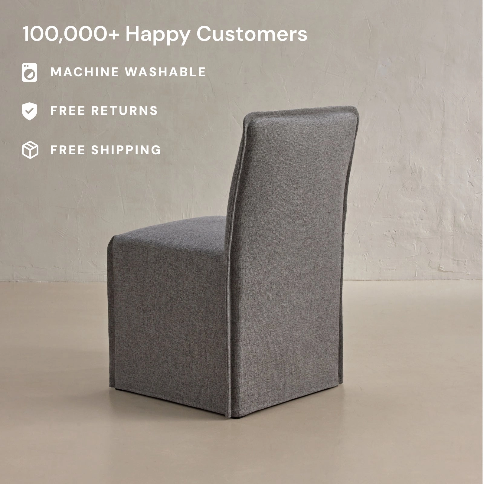 Washable Upholstered Dining Chair | 15 Back Height in Ash