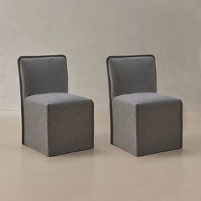 Washable Upholstered Dining Chair | 15 Back Height in Ash (Set of 2)