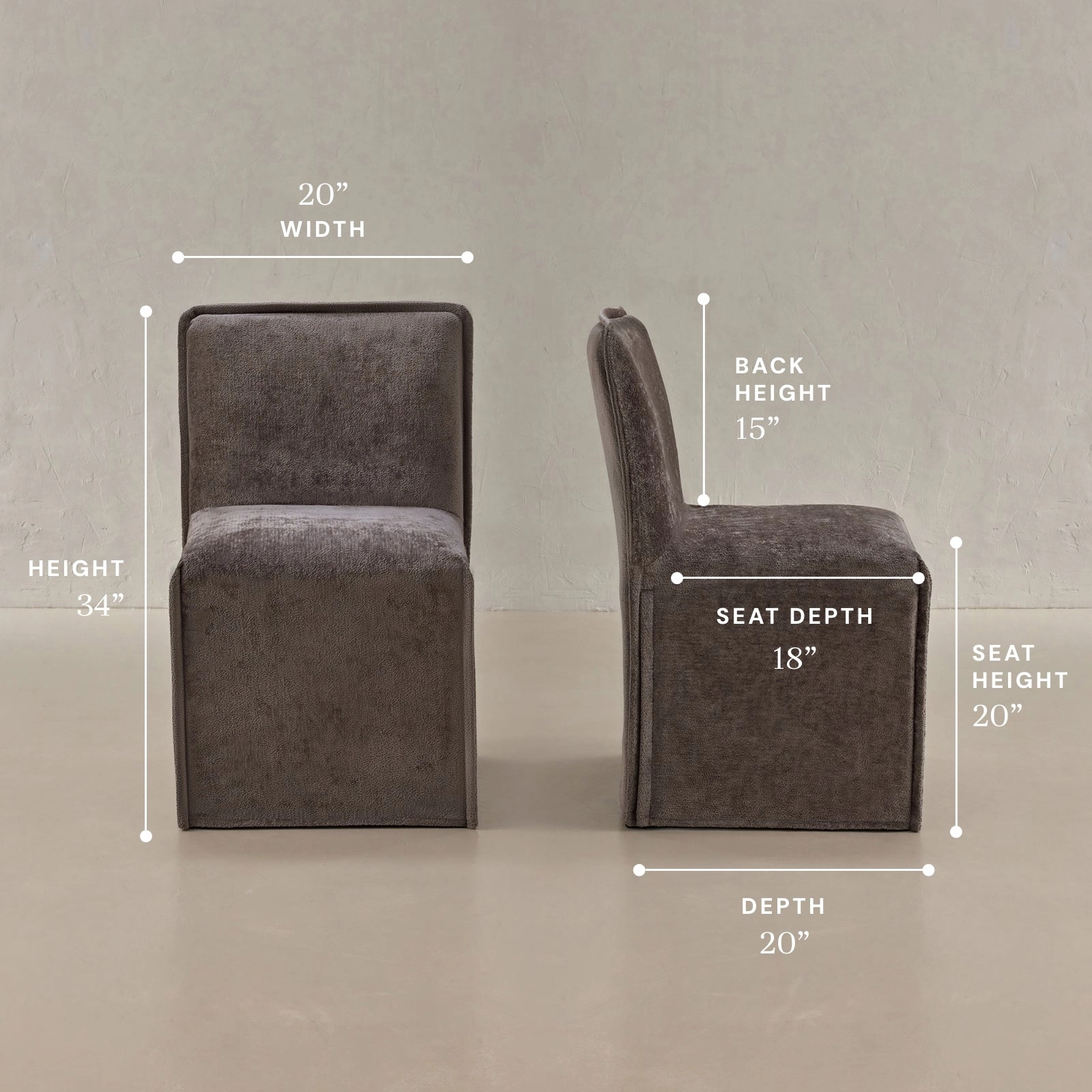 Washable Upholstered Dining Chair | 15 Back Height in Caviar