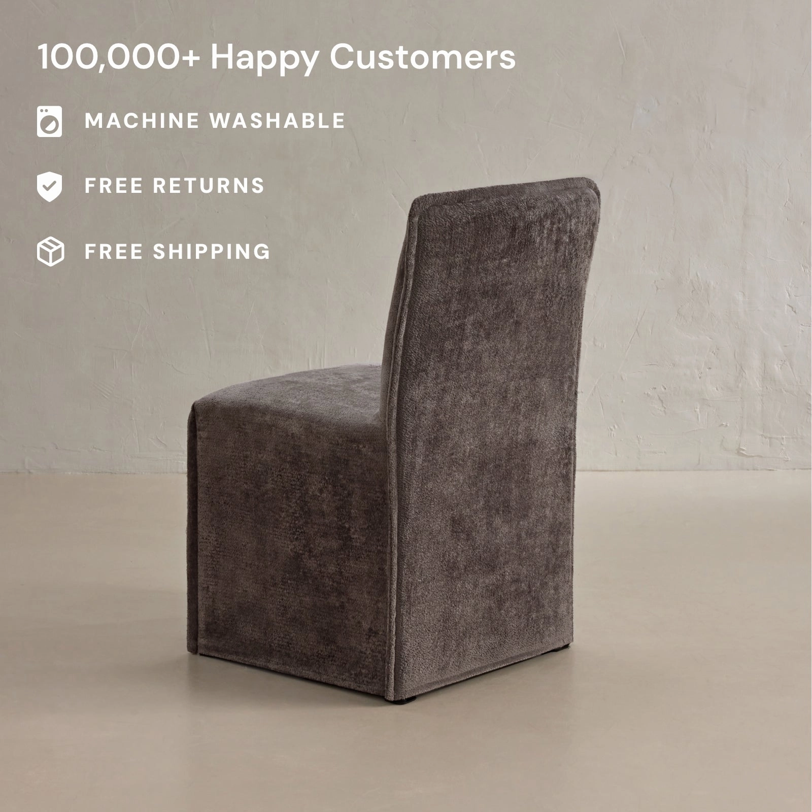 Washable Upholstered Dining Chair | 15 Back Height in Caviar