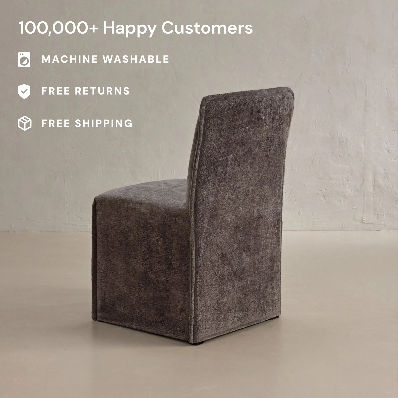 Washable Upholstered Dining Chair | 15 Back Height in Caviar (Set of 2)