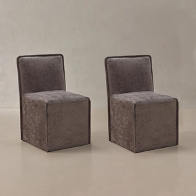 Washable Upholstered Dining Chair | 15 Back Height in Caviar (Set of 2)