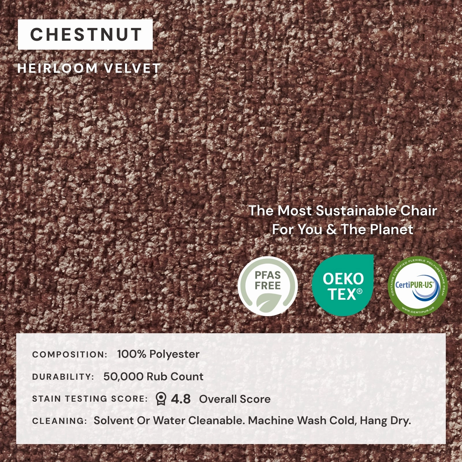Washable Upholstered Dining Chair | 15 Back Height in Chestnut (Set of 2)
