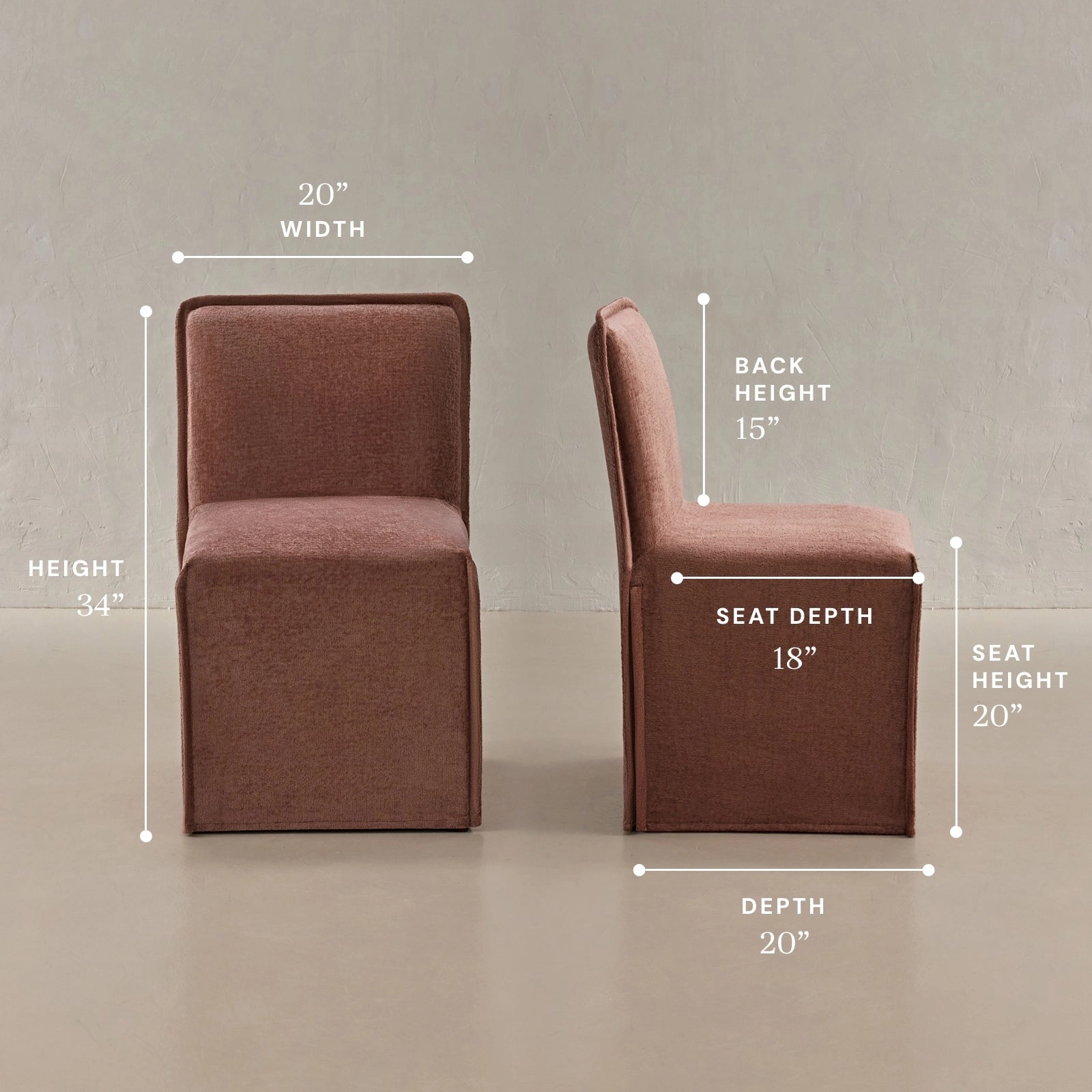 Washable Upholstered Dining Chair | 15 Back Height in Chestnut (Set of 2)