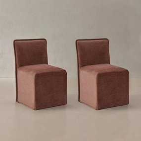 Washable Upholstered Dining Chair | 15 Back Height in Chestnut (Set of 2)