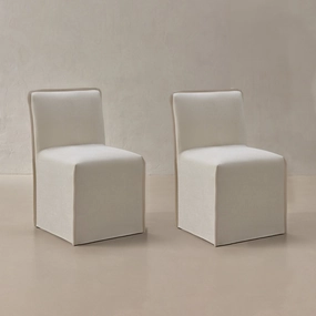 Washable Upholstered Dining Chair | 15 Back Height in Coco (Set of 2)