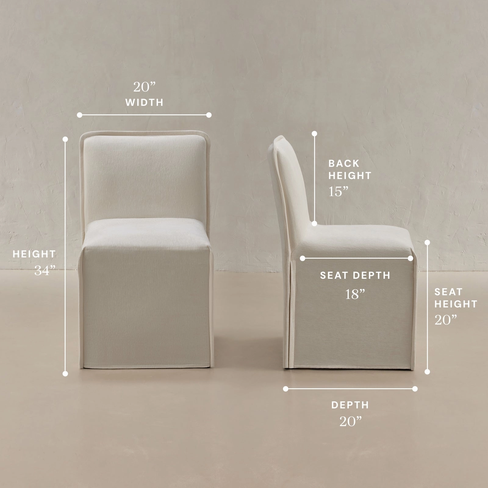 Washable Upholstered Dining Chair | 15 Back Height in Coco (Set of 2)