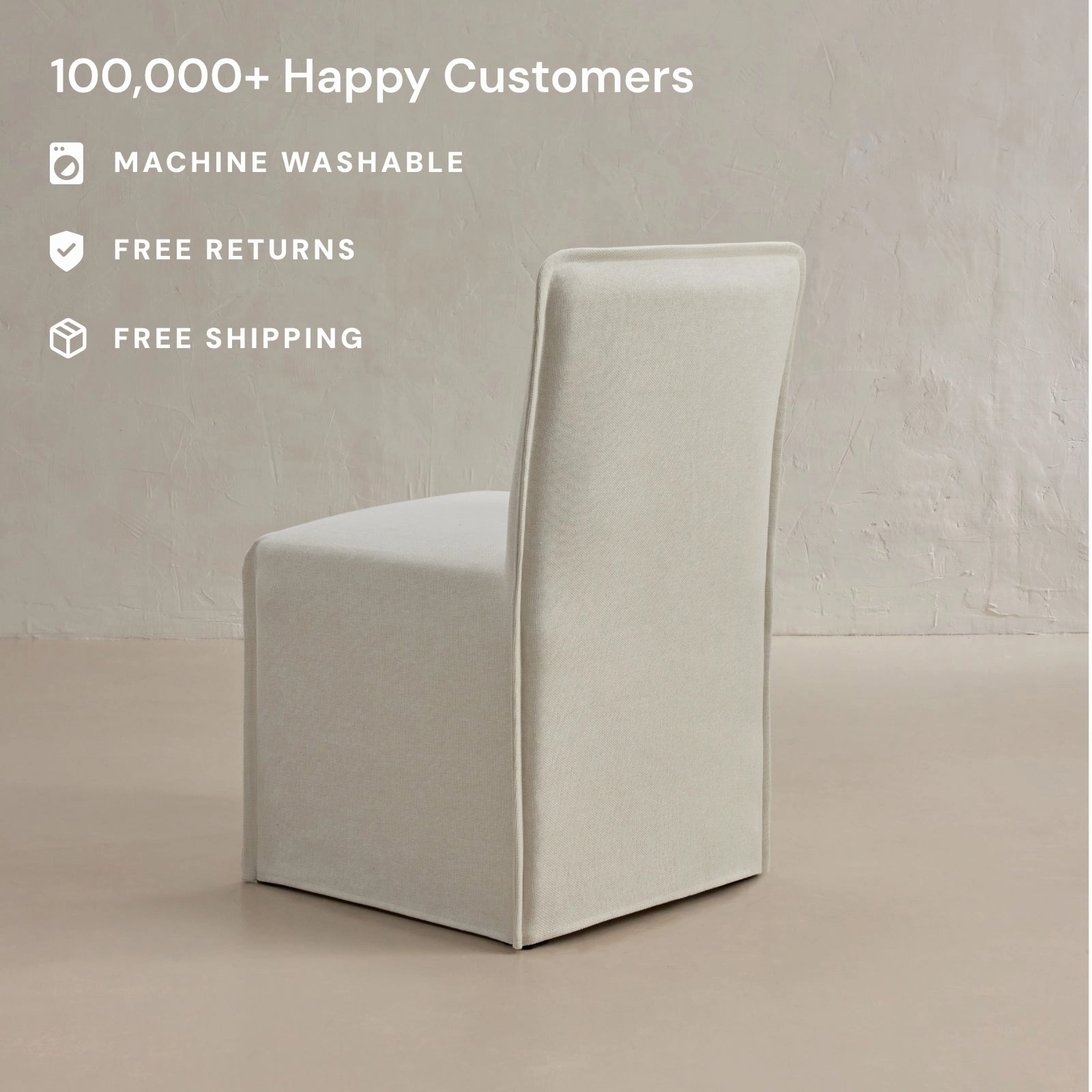 Washable Upholstered Dining Chair | 15 Back Height in Eggshell