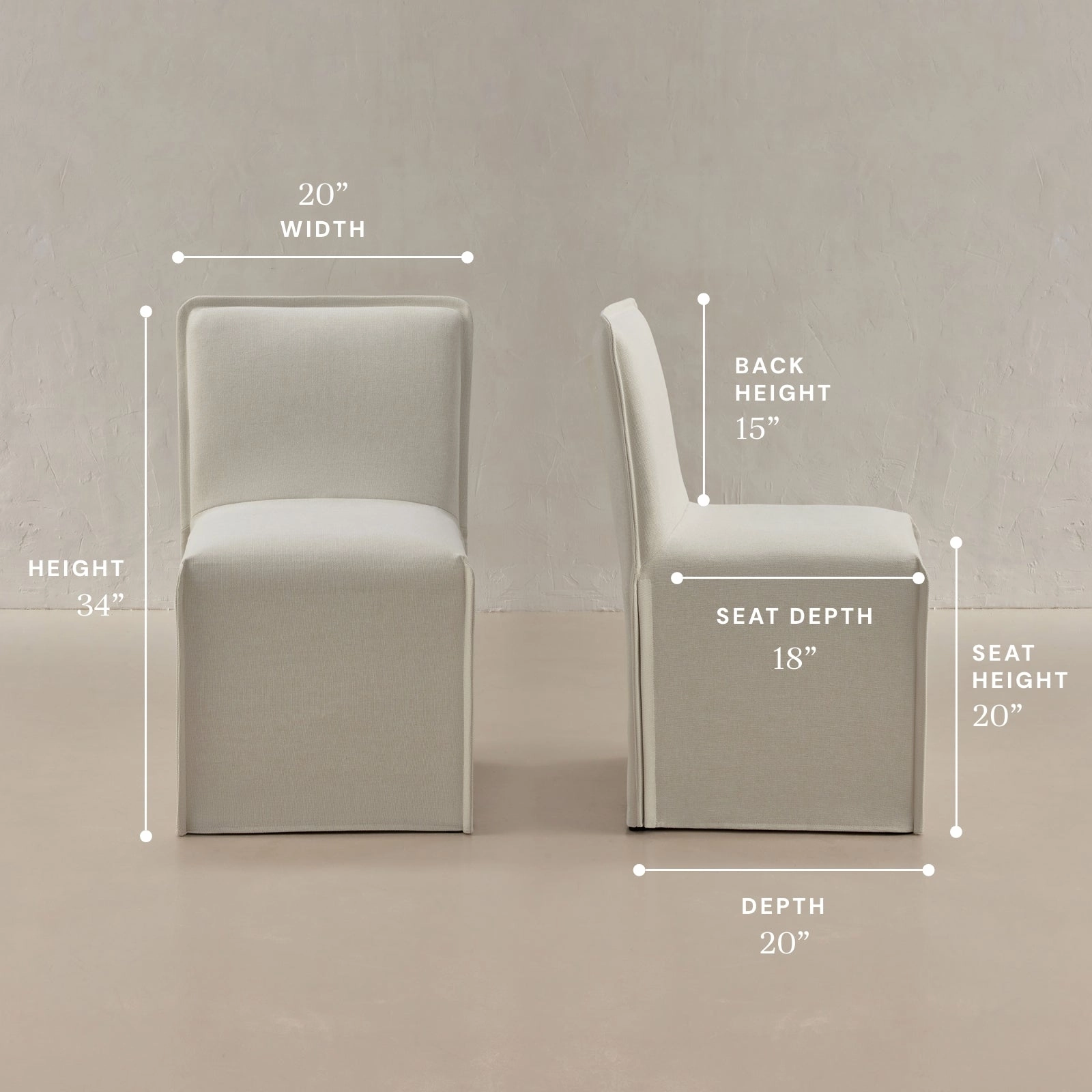 Washable Upholstered Dining Chair | 15 Back Height in Eggshell