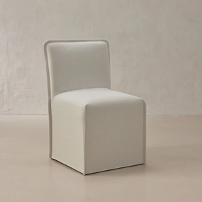 Washable Upholstered Dining Chair | 15 Back Height in Eggshell