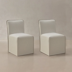 Washable Upholstered Dining Chair | 15 Back Height in Eggshell (Set of 2)