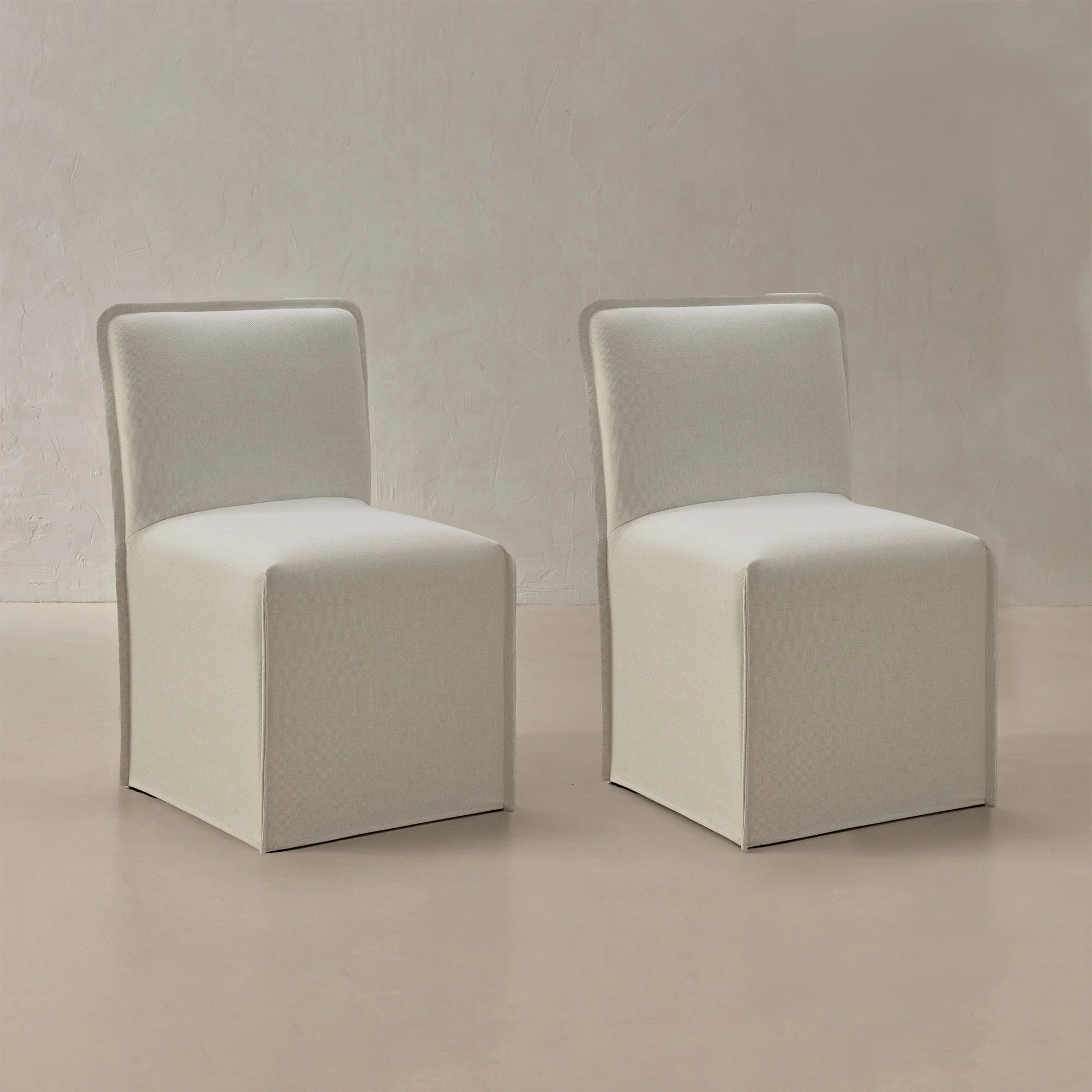Washable Upholstered Dining Chair | 15 Back Height in Eggshell (Set of 2)