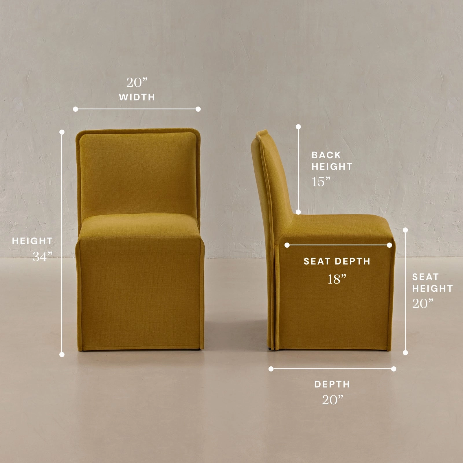 Washable Upholstered Dining Chair | 15 Back Height in Kiiro (Set of 2)