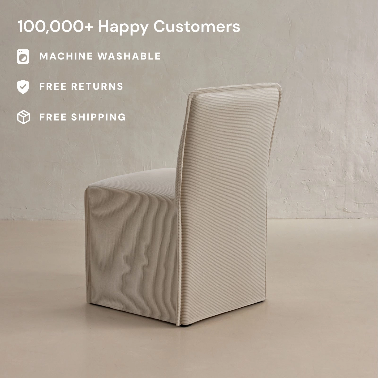 Washable Upholstered Dining Chair | 15 Back Height in Milk